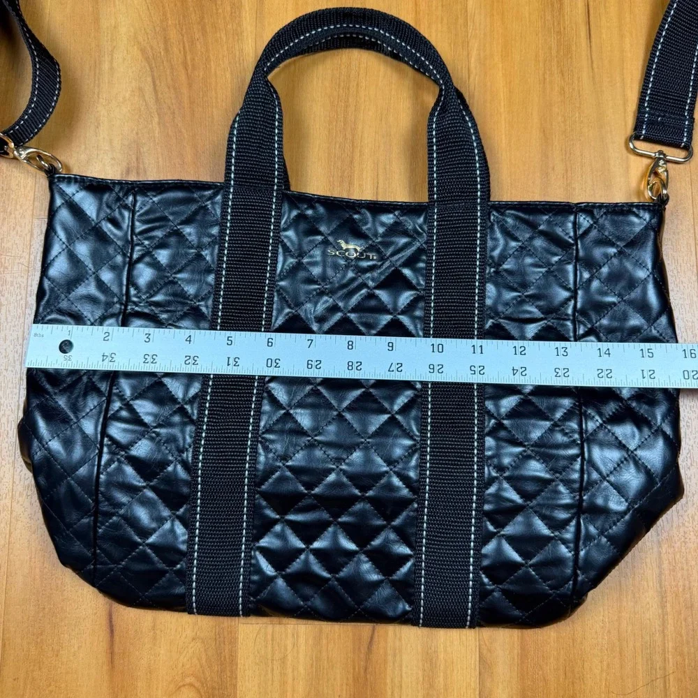SCOUT BJ Tote Bag Black Quilted Crossbody Shoulder Bag Gold Hardware Large